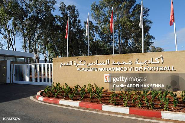 The entrance of the Mohammed VI Football Academy on June 11, 2010 in Sale, near the capital Rabat. Morroco, which is not participating in the FIFA...