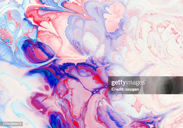 creative ebru background with abstract painted waves - pintura em tinta acrílica imagens e fotografias de stock