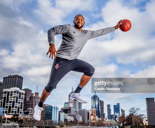 Basketballer Eric Gordon of the Houston Rockets poses during a photo shoot in Melbourne, Victoria.