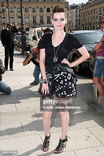 Roxanne Mesquida arrives at the Giorgio Armani Prive show as part of the Paris Haute Couture Fashion Week Fall/Winter 2011 Espace Vendome on July 6,...