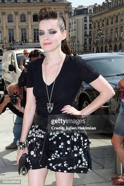 Roxanne Mesquida arrives at the Giorgio Armani Prive show as part of the Paris Haute Couture Fashion Week Fall/Winter 2011 Espace Vendome on July 6,...