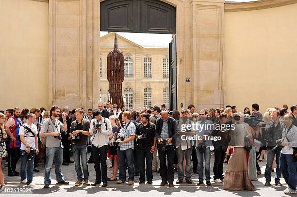 Photographers wait for the guests of the Dior show as part of Paris Fashion Week Fall/Winter 2011 at Musee Rodin on July 5, 2010 in Paris, France.