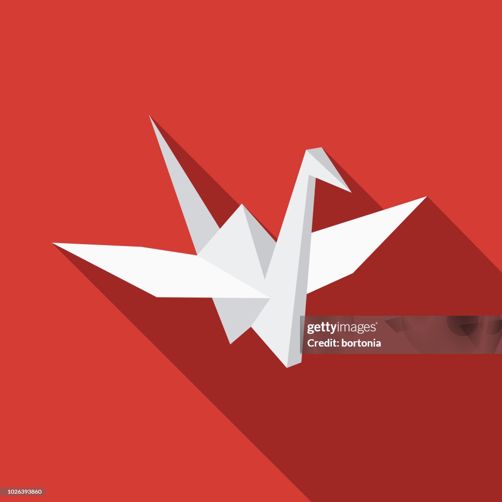 Origami Kranich flache Design Japan-Ikone