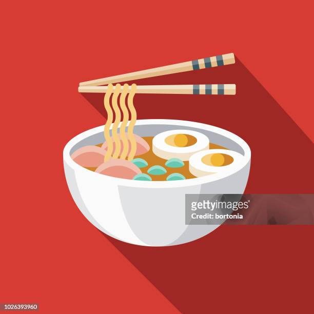 ramen flat design japan icon - ramen noodles stock illustrations