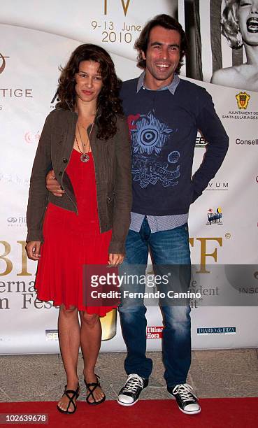 Spanish actress Maria Jurado poses with her boyfirend, film director Christian Molina, during a portrait session on June 13, 2010 in Ibiza, Spain.