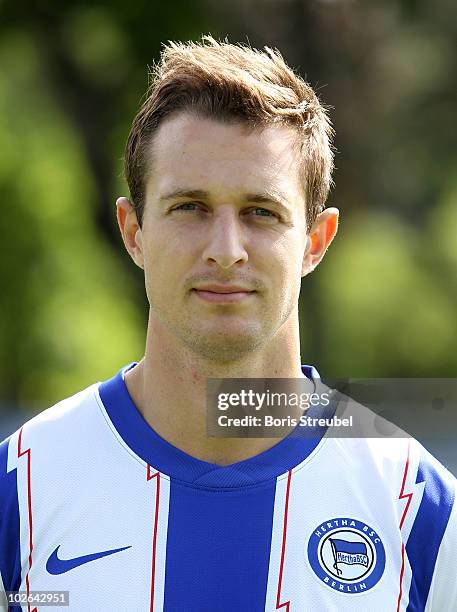 Christoph Janker poses during the Hertha BSC Berlin Team Presentation on July 6, 2010 in Berlin, Germany.