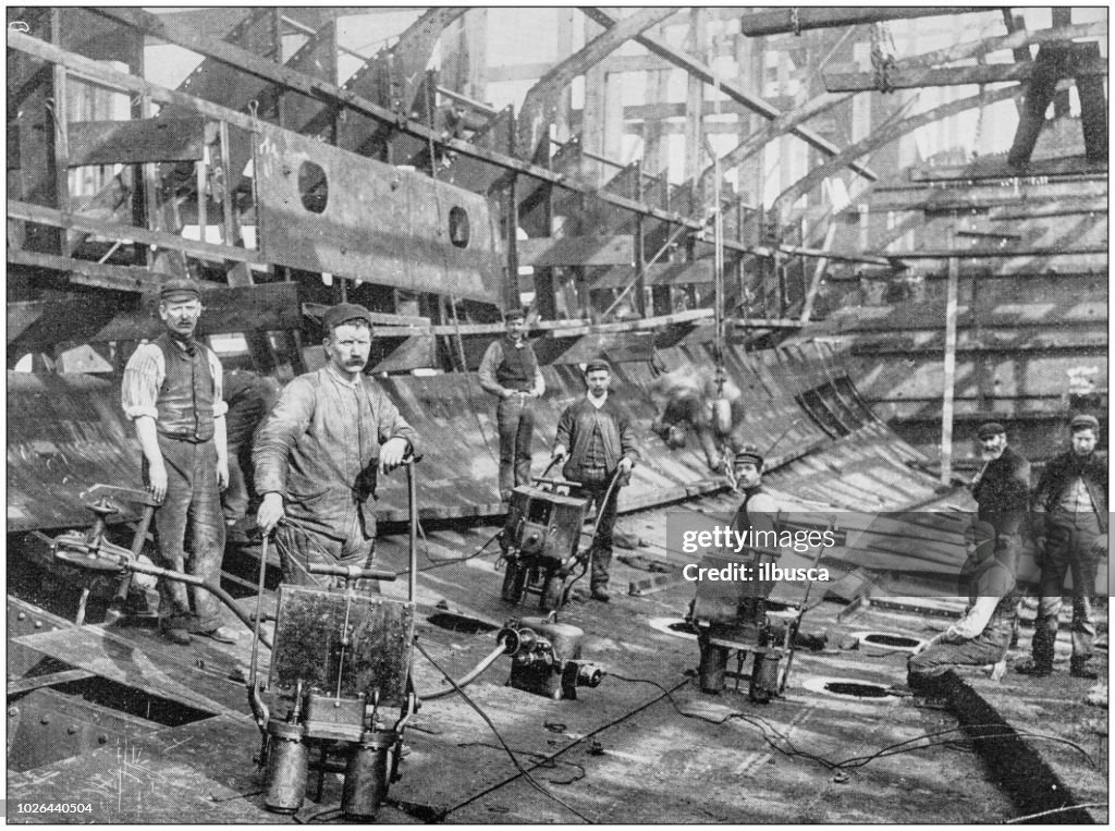 Navy und Army antike historische Fotografien: Bau eines Kreuzers in der Naval Construction und Rüstung, Barrow