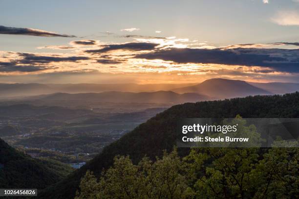 sunset seen from blue ridge parkway in the shenandoah valley of virginia, usa - buena vista virginia stock pictures, royalty-free photos & images