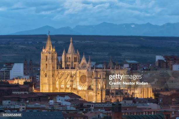 leon cathedral, leon, castilla y leon, spain - castilla leon stock-fotos und bilder