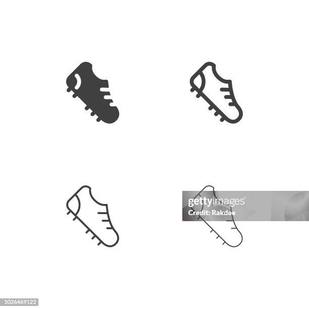 ilustrações de stock, clip art, desenhos animados e ícones de soccer stud shoe icons - multi series - chuteira