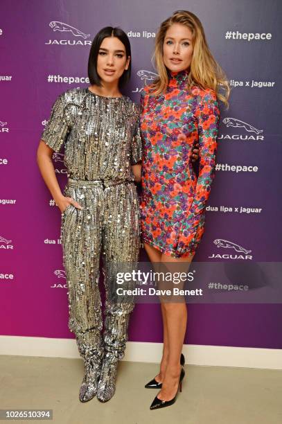 Global superstar/singer-songwriter Dua Lipa, wearing Balmain, and Doutzen Kroes attend the launch of a pioneering tech and music collaboration...