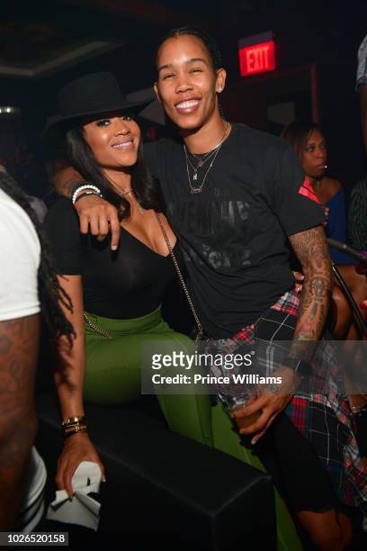 Mimi Faust and Tamera Young attend John Wall birthday celebration at Gold Room on September 3, 2018 in Atlanta, Georgia.