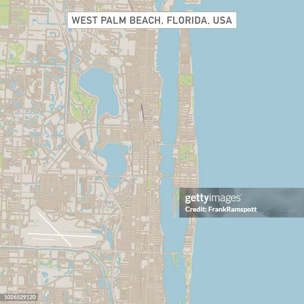 illustrazioni stock, clip art, cartoni animati e icone di tendenza di mappa di west palm beach florida us city street - west palm beach