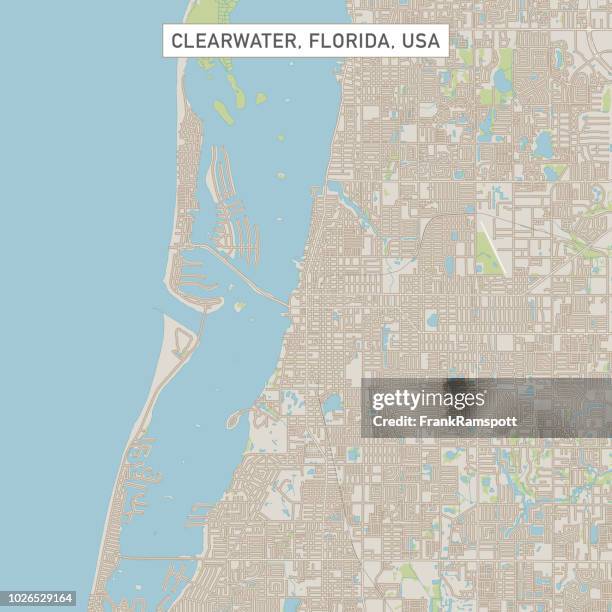 illustrazioni stock, clip art, cartoni animati e icone di tendenza di mappa di clearwater florida us city street - clear water