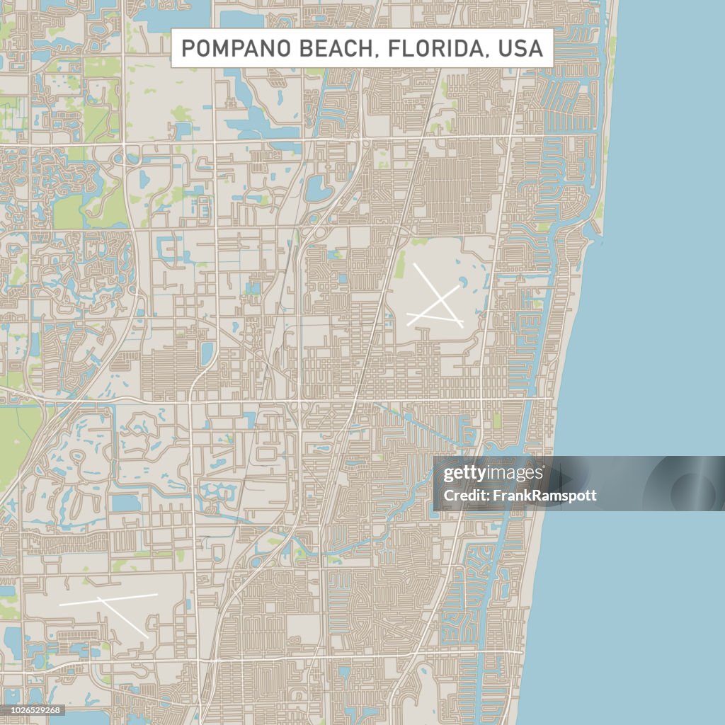 Pompano Beach Florida US City Street Map