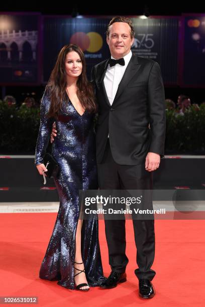 Kyla Weber and Vince Vaughn walk the red carpet ahead of the 'Dragged Across Concrete' screening during the 75th Venice Film Festival at Sala Grande...