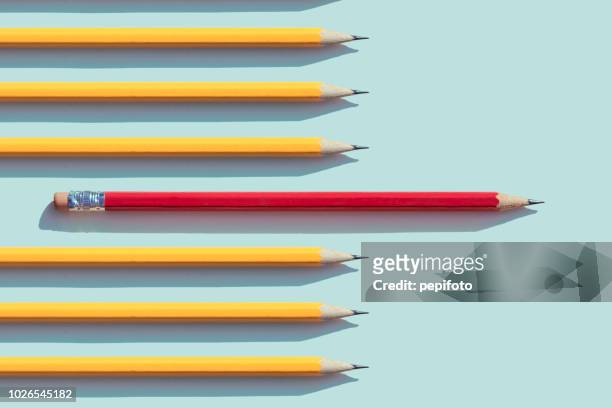 yellow and red  pencils - pencil stock pictures, royalty-free photos & images