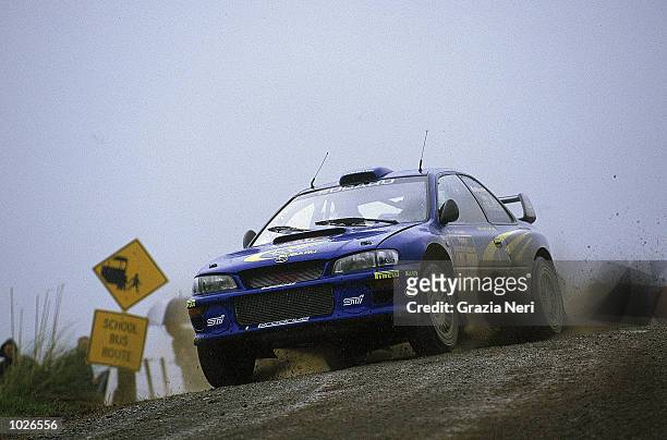 Juha Kankkunen of Finland in action in his Subaru Impreza during round eight of the FIA World Rally Championship in Auckland, New Zealand. Picture by...