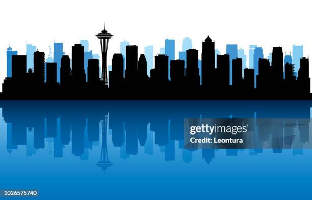 seattle (all buildings are complete and moveable) - space needle stock illustrations