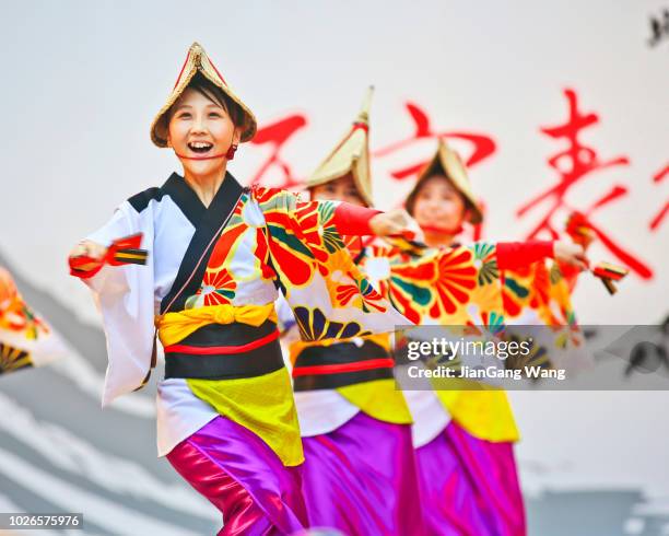 harajuku omotesando super yosakoi 2018 - dance troupe stock pictures, royalty-free photos & images