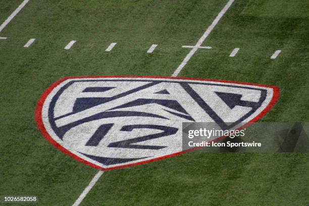 Pac-12 Logo during a college football game between the Brigham Young Cougars and Arizona Wildcats on September 01 at Arizona Stadium in Tucson, AZ....