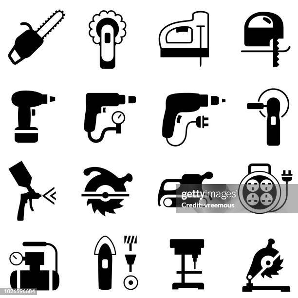 power tools icons - extension cord stock illustrations