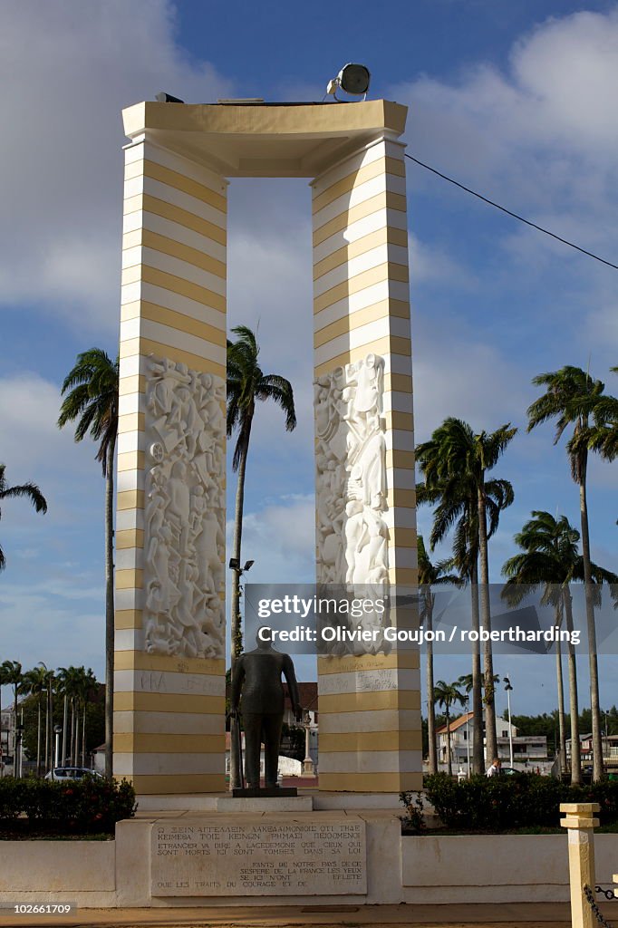 The Place des Palmistes and the statue of Felix Eboue, Cayenne, French Guiana, South America