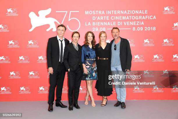 Oliver Masucci, Tom Schilling, Paula Beer, Saskia Rosendahl and Sebastian Koch attend 'Werk Ohne Autor ' photocall during the 75th Venice Film...