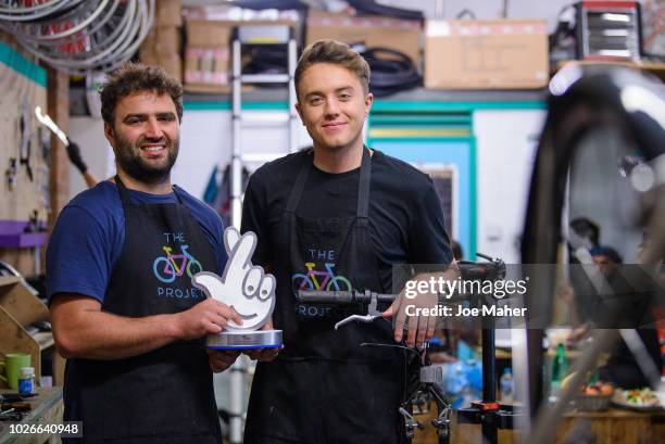 Roman Kemp visits The Bike Project on September 4, 2018 in London, England. 'The Bike Project' is one of 49 finalists through to the public voting...