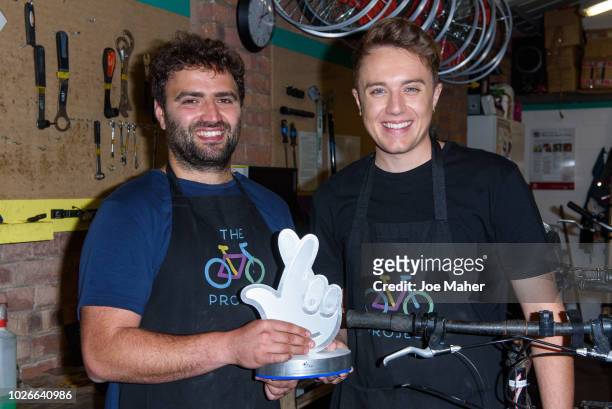 Roman Kemp visits The Bike Project on September 4, 2018 in London, England. 'The Bike Project' is one of 49 finalists through to the public voting...