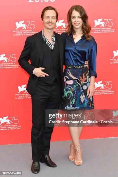 Actor Tom Schilling and actress Paula Beer attend 'Werk Ohne Autor ' photocall during the 75th Venice Film Festival at Sala Casino on September 4,...
