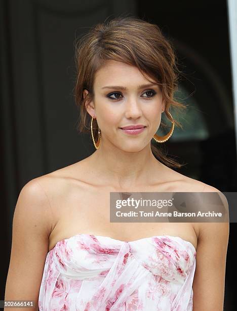 Jessica Alba attends the Christian Dior Haute Couture show as part of Paris Fashion Week Fall/Winter 2011 at Musee Rodin on July 5, 2010 in Paris,...