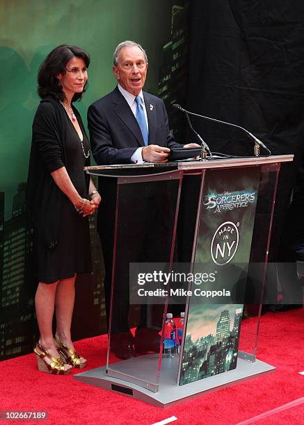 Commissioner of the Mayor's Office of Media and Entertainment Katherine Oliver and Mayor Michael Bloomberg attend the premiere of "The Sorcerer's...