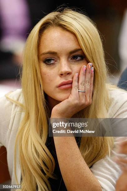 Actress Lindsay Lohan attends her probation revocation hearing at the Beverly Hills Courthouse on July 6, 2010 in Los Angeles, California. Lindsay...