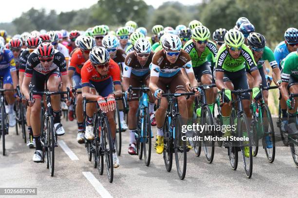 Franco Pellizotti of Italy and Bahrain Merida Pro Cycling Team / Nans Peters of France and Team AG2R La Mondiale / Tony Gallopin of France and Team...