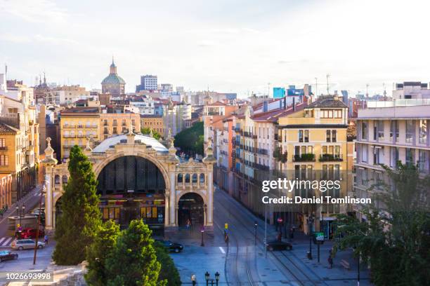 zaragoza central market (the asociación detallistas del mercado central) in the city of zaragoza (saragossa), aragon, spain. - zaragoza city stock pictures, royalty-free photos & images