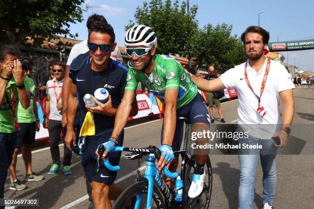 Arrival / Alejandro Valverde of Spain and Movistar Team Green Points Jersey / during the 73rd Tour of Spain 2018, Stage 10 a 177km stage from...