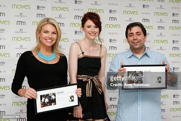 Good Day Wake-Up co-host Heather Nauert, actress Bryce Dallas Howard and owner of of Ed's Lobster Bar, Ed McFarland attend Moves Summer 2010 at...
