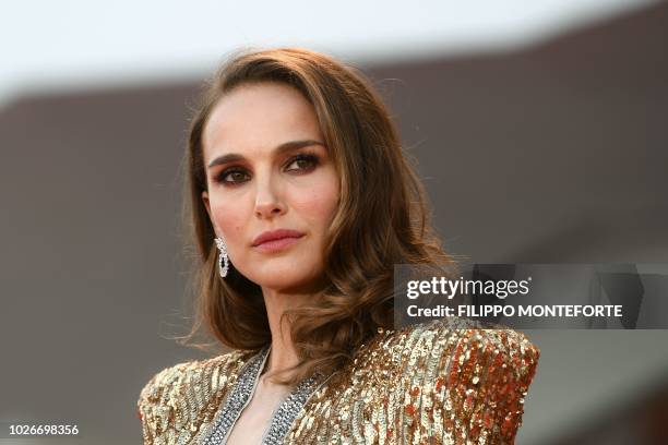 Actress Natalie Portman arrives for the premiere of the film "Vox Lux" presented in competition on September 4, 2018 during the 75th Venice Film...