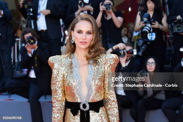 Natalie Portman walks the red carpet ahead of the 'Vox Lux' screening during the 75th Venice Film Festival at Sala Grande on September 4, 2018 in...