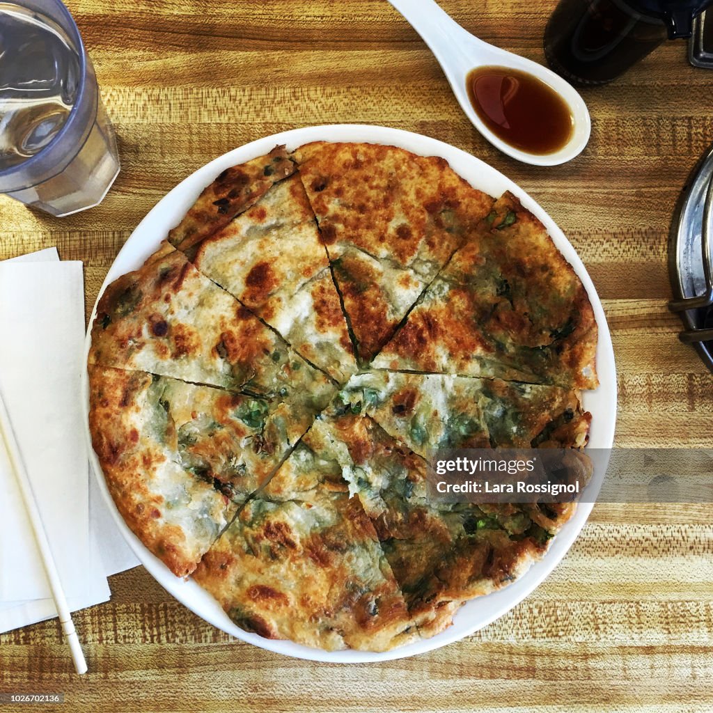 Scallion Pancake in Chinese Restaurant