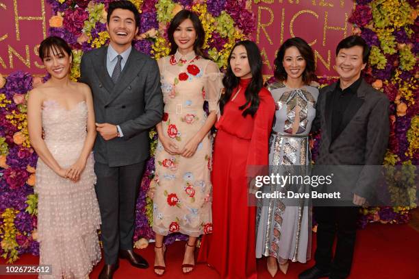 Constance Wu, Henry Golding, Gemma Chan, Awkwafina, Jing Lusi and Ken Jeong attend a special screening of "Crazy Rich Asians" at The Ham Yard Hotel...