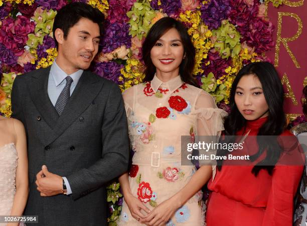 Henry Golding, Gemma Chan and Awkwafina attend a special screening of "Crazy Rich Asians" at The Ham Yard Hotel on September 4, 2018 in London,...