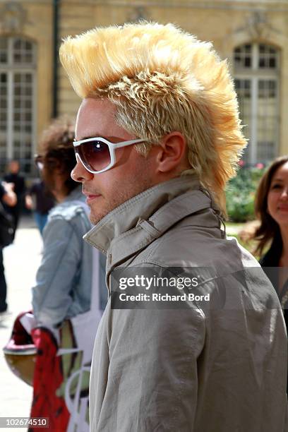 Jared Leto arrives at the Christian Dior show as part of Paris Fashion Week Fall/ Winter 2011 at Musee Rodin on July 5, 2010 in Paris, France.