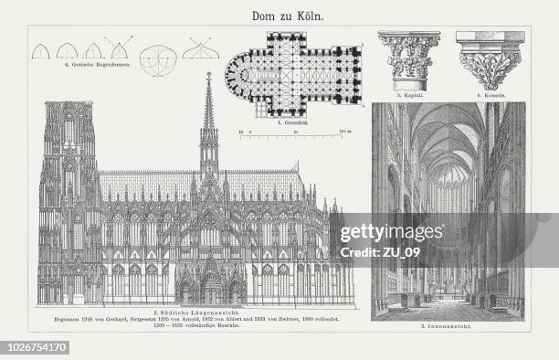 illustrations, cliparts, dessins animés et icônes de cathédrale de cologne, rhénanie du nord-westphalie (allemagne), gravures sur bois, publié en 1897 - cathedral