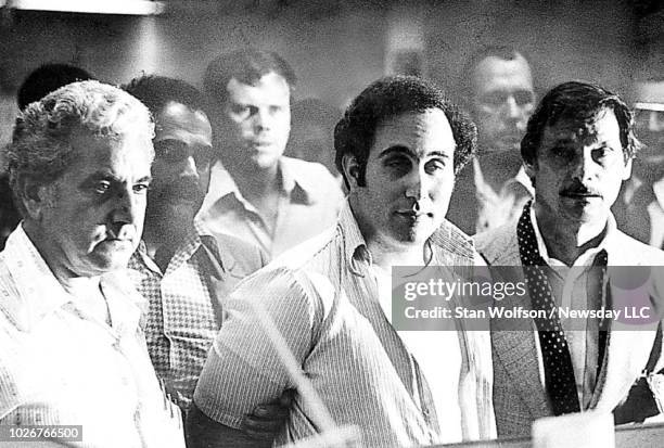 "Son of Sam," David Berkowitz, stands before Criminal Court Judge Richard Brown at the Criminal Court building in Brooklyn, N.Y. To hear charges...