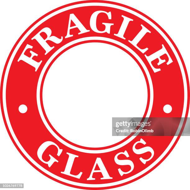 fragile glass label - product warning label stock illustrations