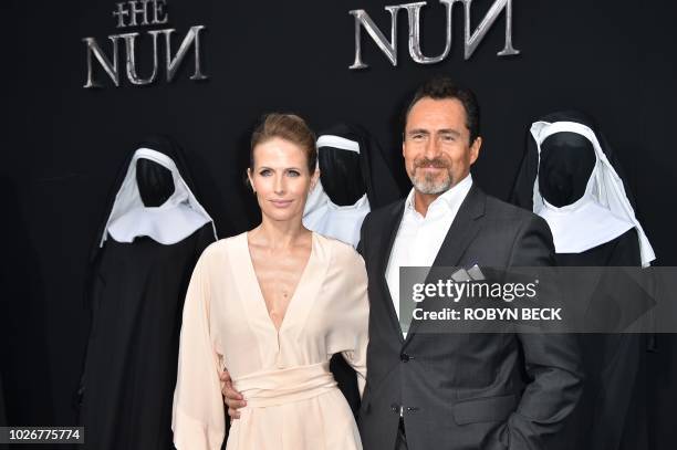 Mexican actor Demian Bichir and his wife singer Lisset Gutierrez attend the premiere of the film "The Nun", at the TCL Chinese Theatre in Hollywood,...