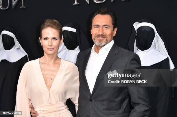 Mexican actor Demian Bichir and his wife singer Lisset Gutierrez attend the premiere of the film "The Nun", at the TCL Chinese Theatre in Hollywood,...