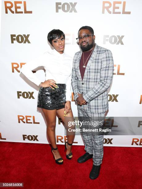 Actors Jessica "Jess Hilarious" Moore and Lil Rel Howery attend the New York screening of "REL" at AMC Harlem Magic Johnson on September 4, 2018 in...